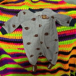 Carter's Gray Football Print Baby One Piece